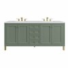 James Martin Vanities Chicago 72in Double Vanity, Smokey Celadon w/ 3 CM White Zeus Top 305-V72-SC-3WZ